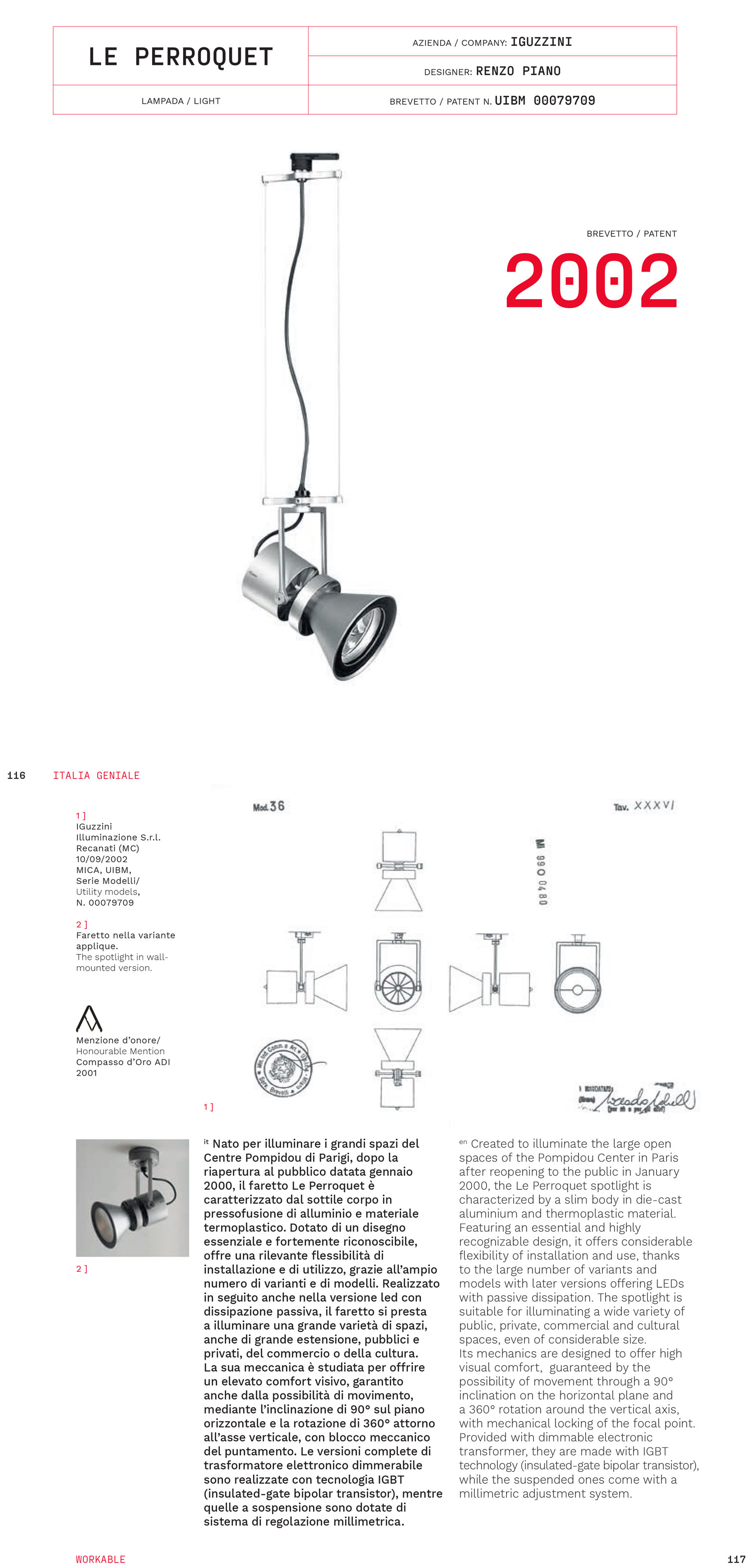 Le Perroquet by iGuzzini selected for The Italian Genius exhibition at the MISE headquarters