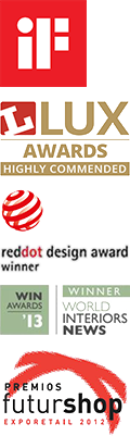 Lux Award 2012 , Red Dot Design Award 2013, iF Design Award, WIN Award, Futureshop Award